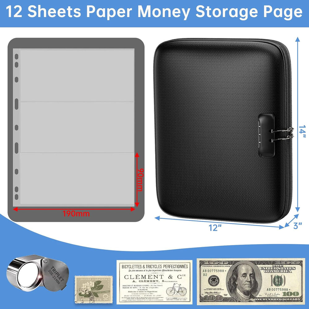 Fireproof Coin Collection Album, 434 Pockets & 36 paper money binder