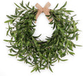 Artificial Olive Wreath for Front Door - 22 Inch Faux Greenery Wreath with Burlap Bow & Olives - Modern Farmhouse Wall Decor, Year Round Spring Summer Wreath for Indoor Outdoor Wedding Entryway