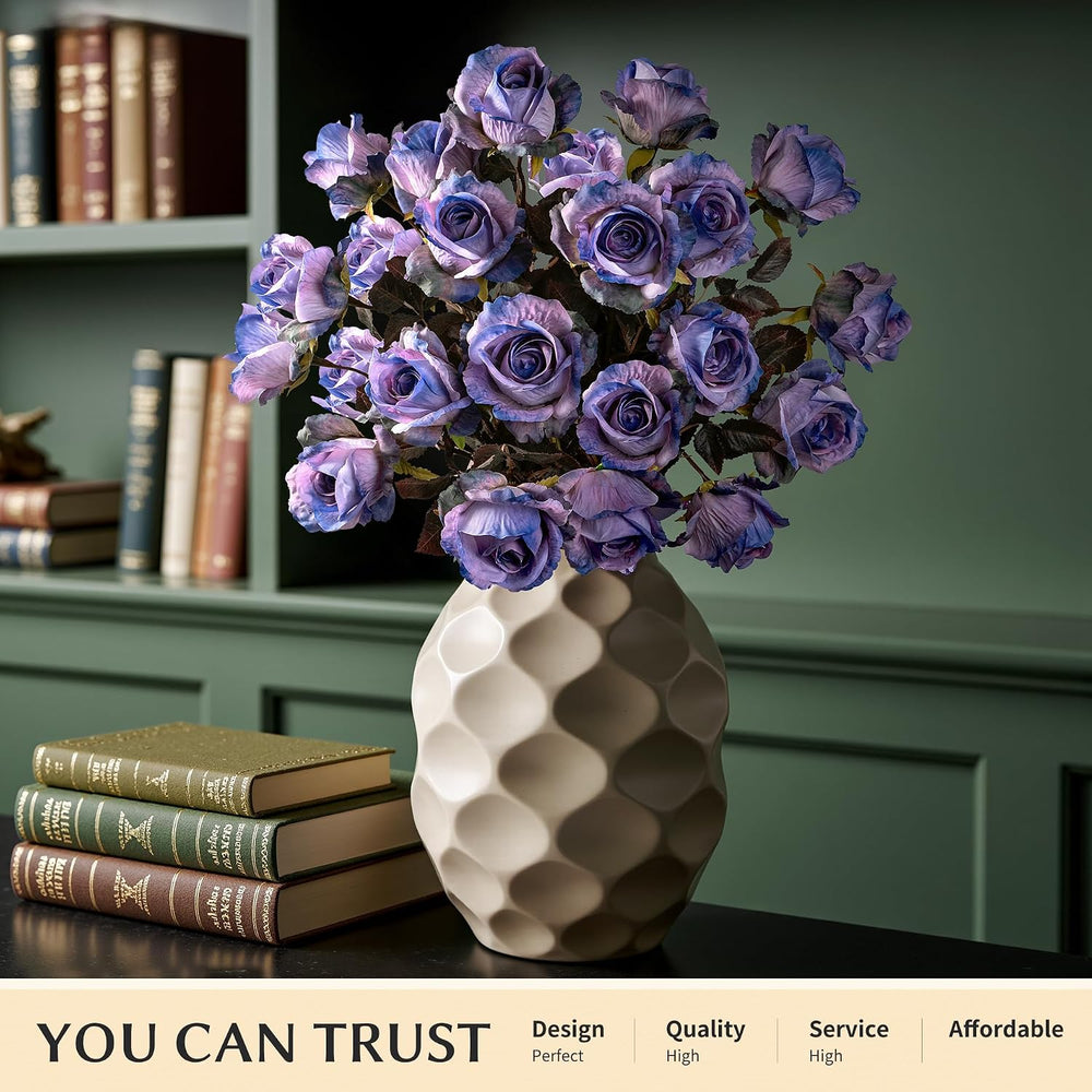 Fall Flowers Artificial Roses, 20PCS, Dreamy Purple, 23.2" Long Stem Fak...