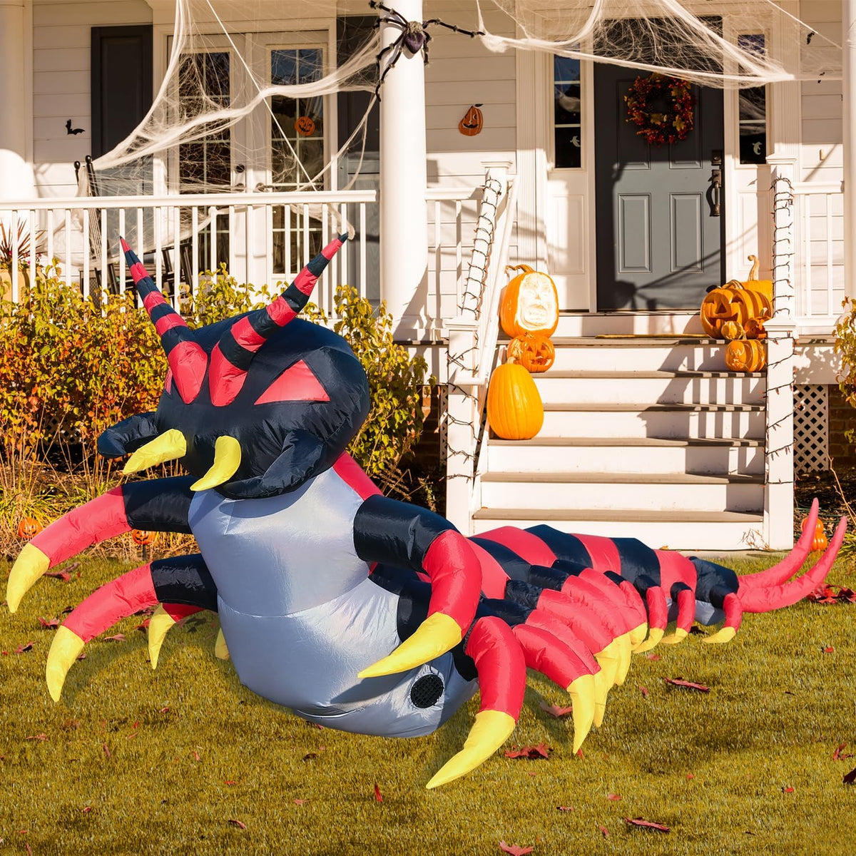 DomKom Halloween Inflatable Decorations, 8FT Centipede Outdoor Holiday Decor Blow Up Halloween Yard Decor, LED Lights Inflatables Outdoor Garden Lawn Halloween Decor