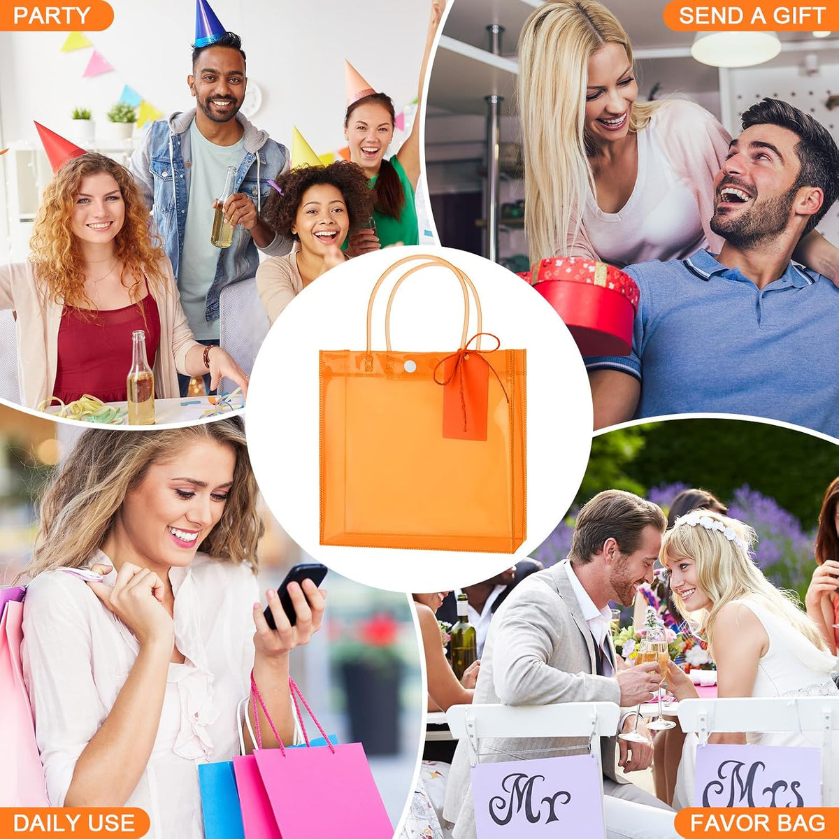 jaloro 48 pcs plastic clear gift bags bulk, package contents