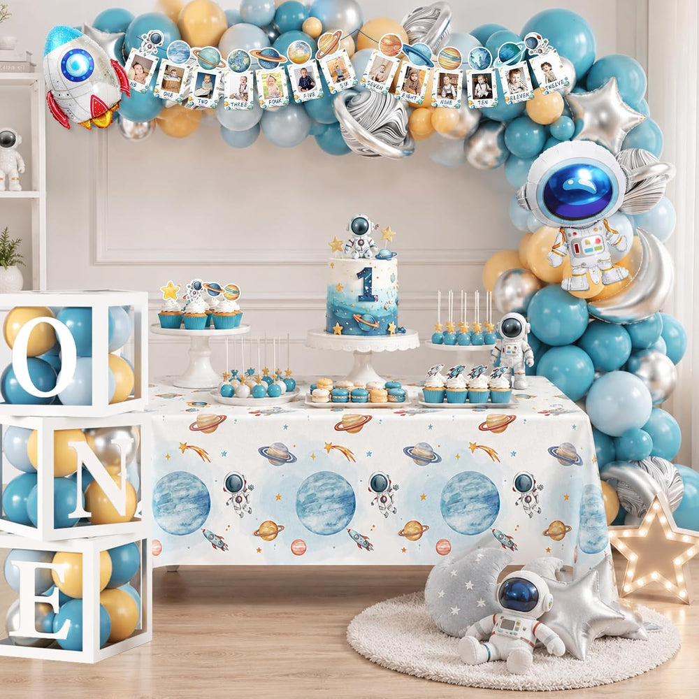 First Trip Around The Sun Decorations Boy, All-in-1 Space Themed 1st Birthday...