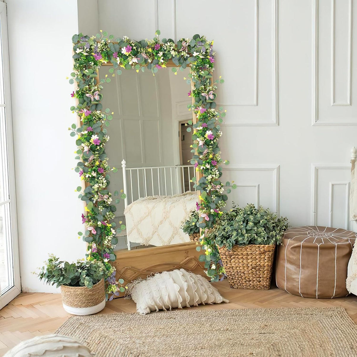 Flower Garland Artificial Daisy Garlands Floral Vines 3D Butterfly