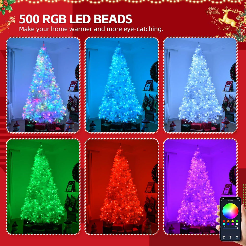 Karl home 8FT Prelit White Artificial Christmas Tree with 500 RGB Lights, Rem...