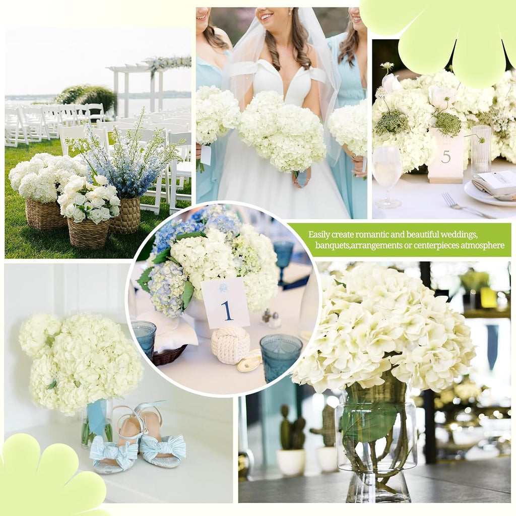 Pesonlook 100Pcs Ivory Hydrangeas Artificial Flowers,Wedding Centerpieces