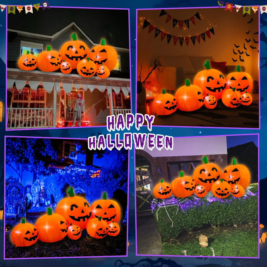 seasonblow 7ft halloween inflatable pumpkin patch family outdoor shown in use