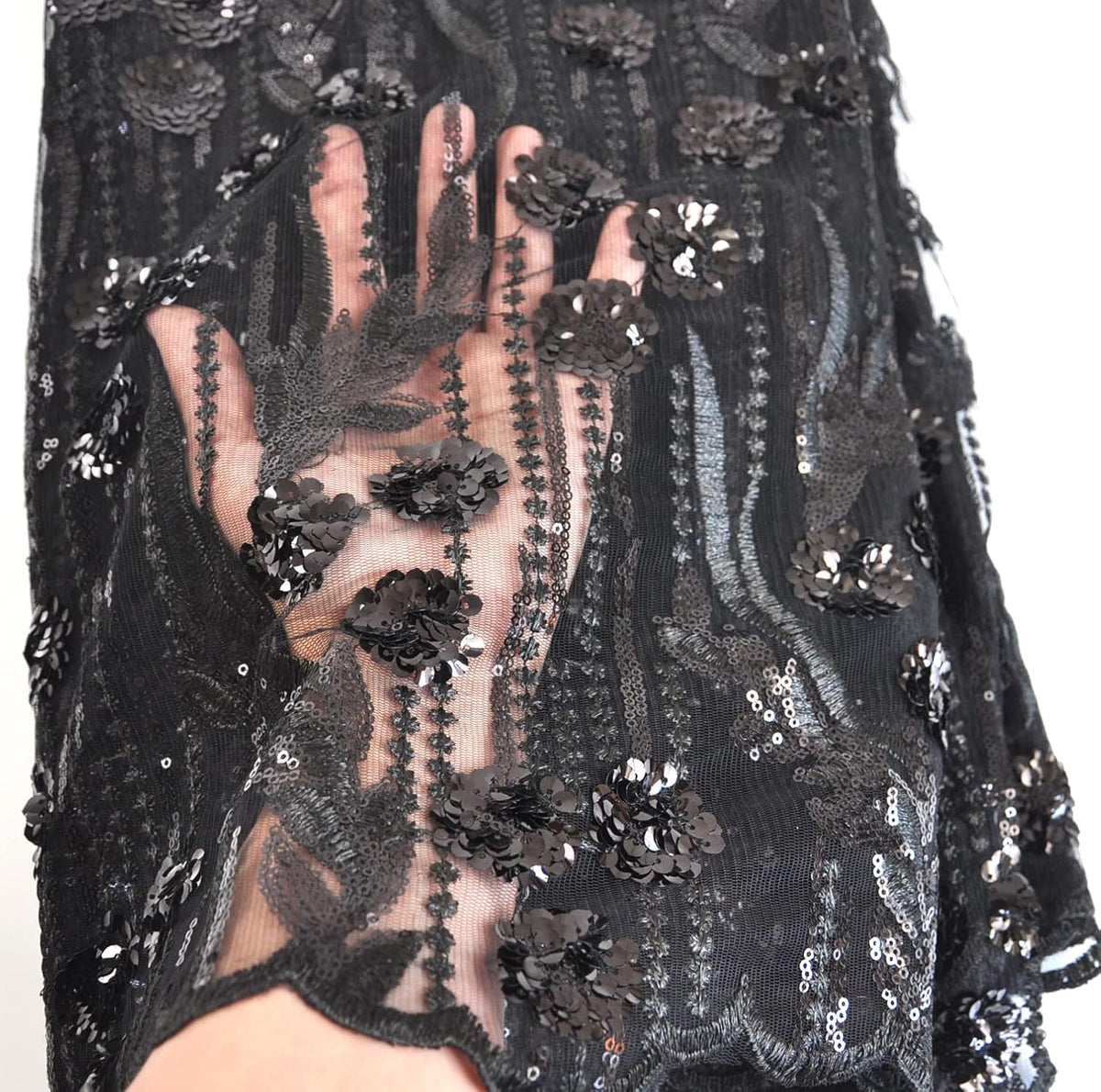 african lace fabric 5 yards sequins embroidery for, close-up detail