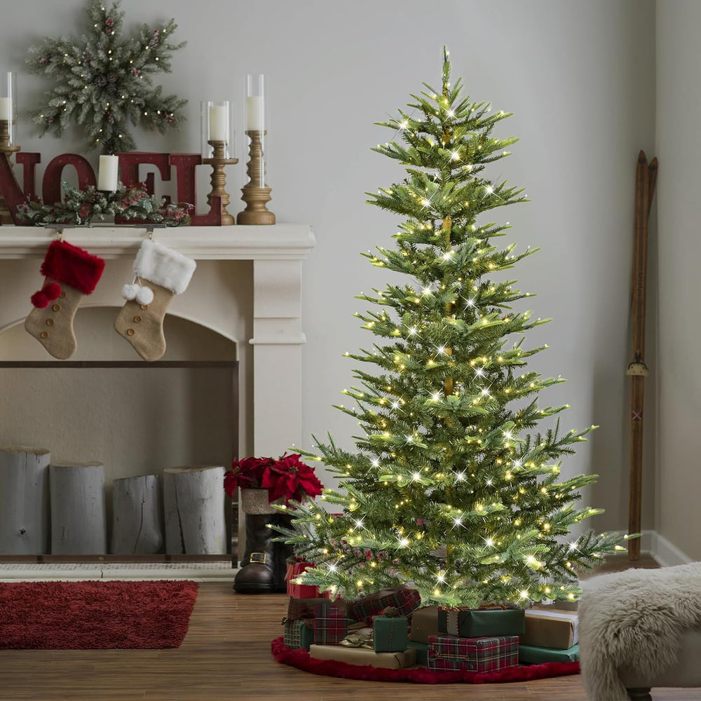 Liguanow 7ft Pre-lit Christmas Tree with LED Lights, Aspen Fir, Layered &...