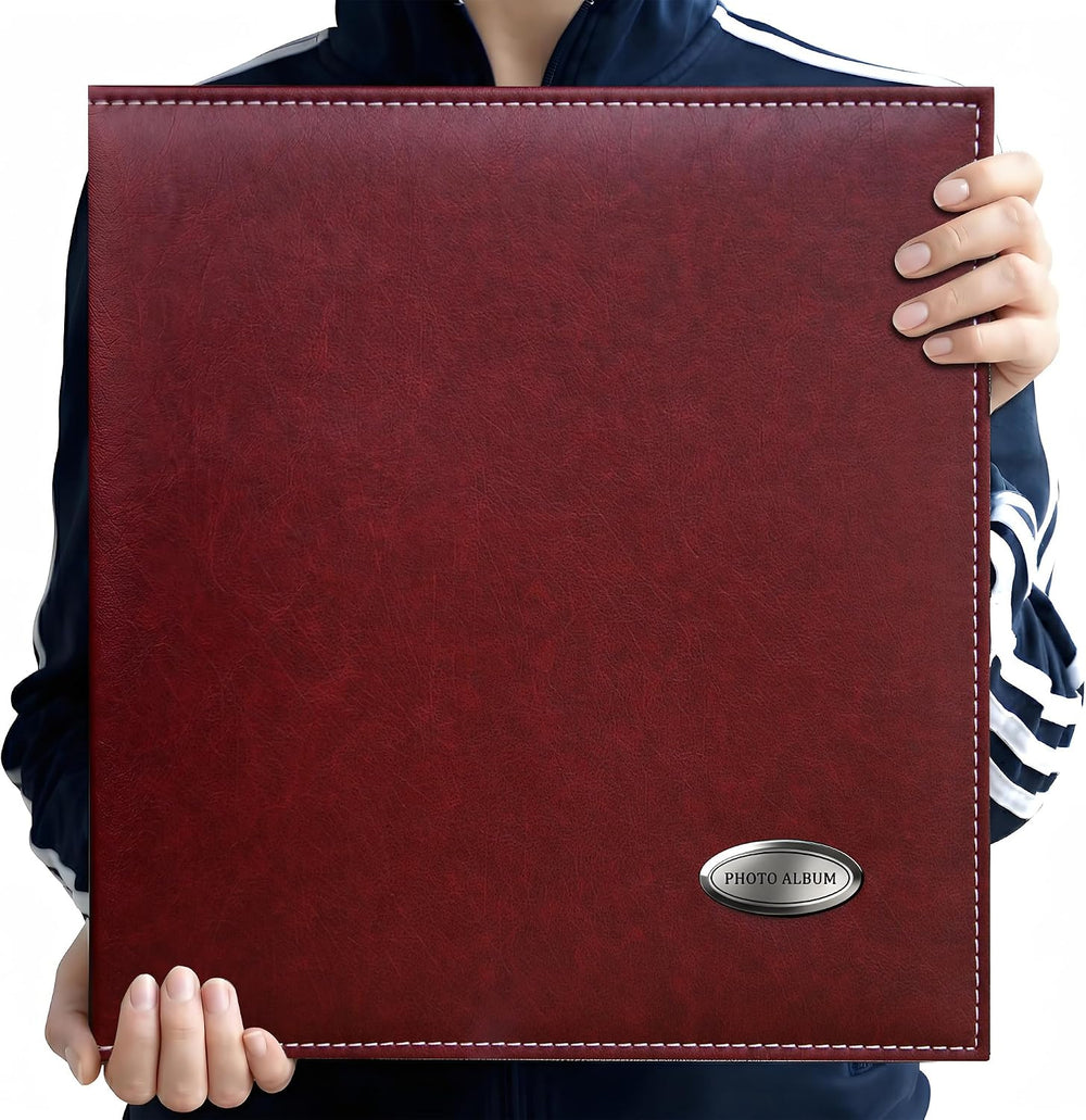 Zoview Wine Red Large Self-Adhesive Photo Album, PU Leather Cover