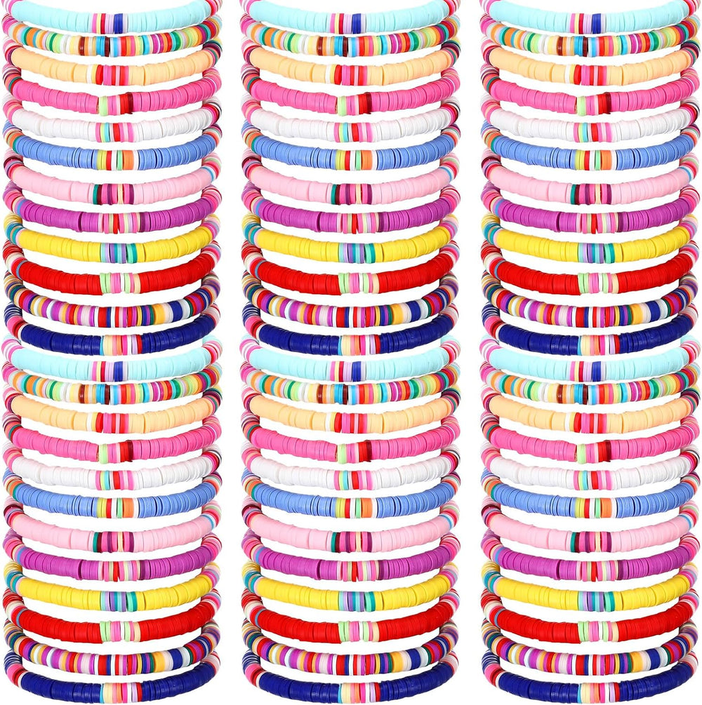 Equsion 100 Pcs Friendship Bracelet for Women Colorful Clay Beaded Bracelet