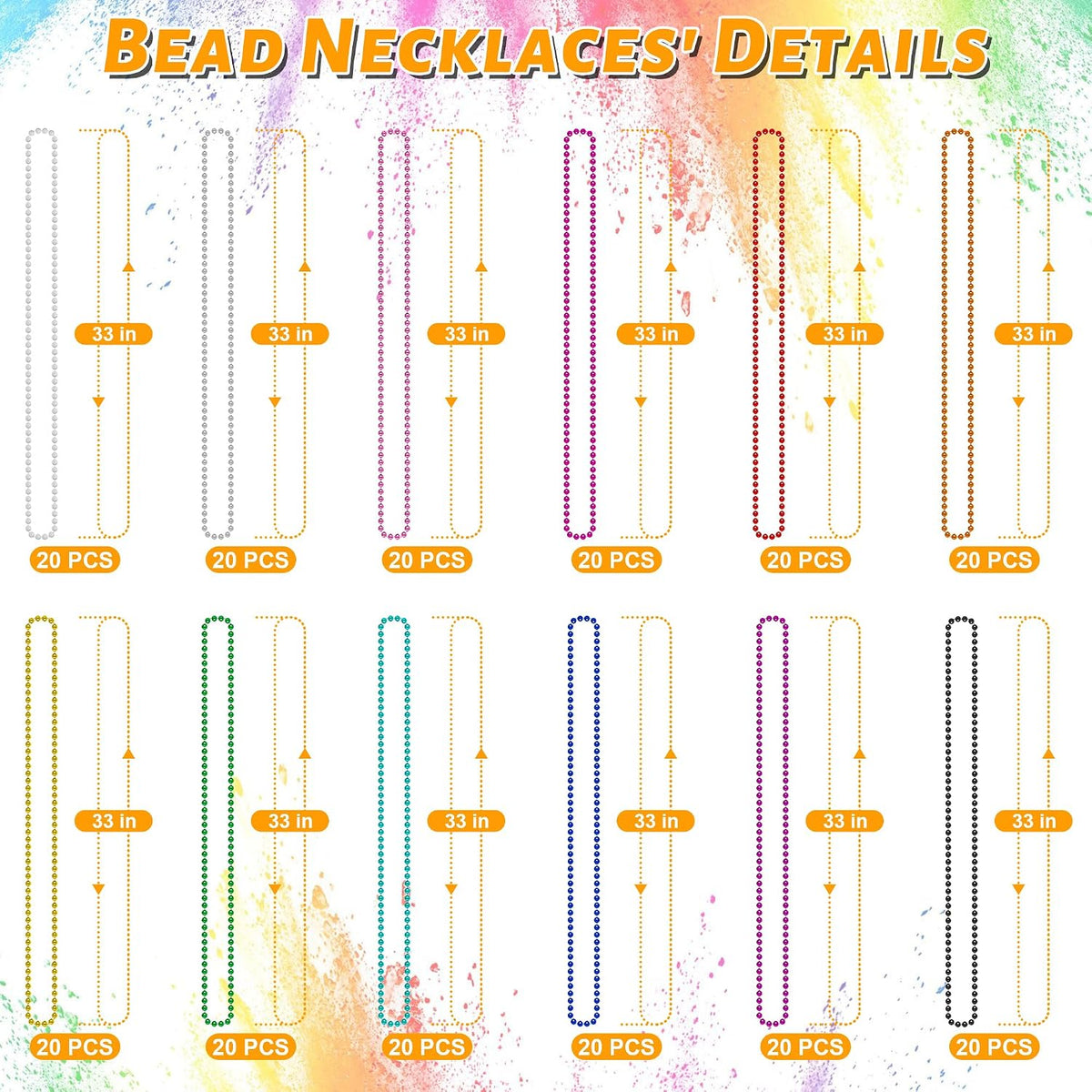 240PCS Mardi Gras Beads, Metallic 12 Kinds Beaded Necklace Accessories, 33" Mardi Gras Necklace Bulk Accessories Stuff, Festival Parade Throw for Wedding Birthday Mardi Gras Celebrations Decorations