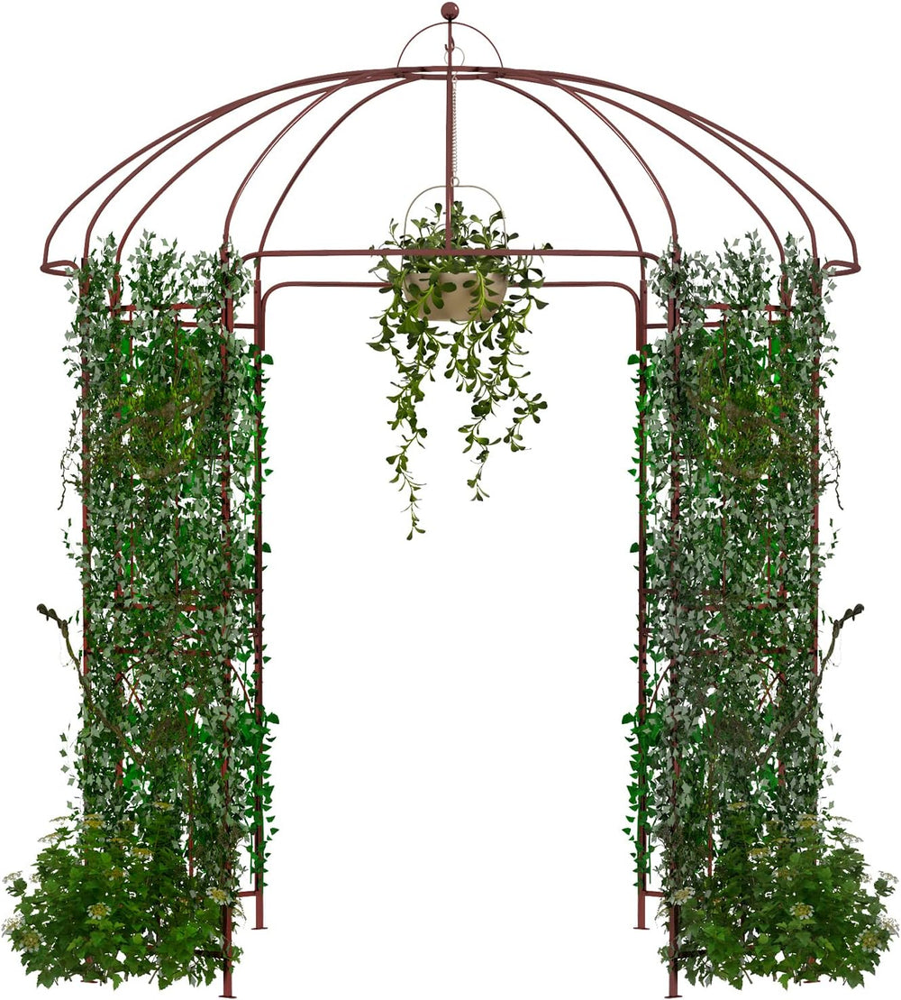 HAPPYGRILL 8.4 FT Birdcage Shape Garden Arbor with Trellis