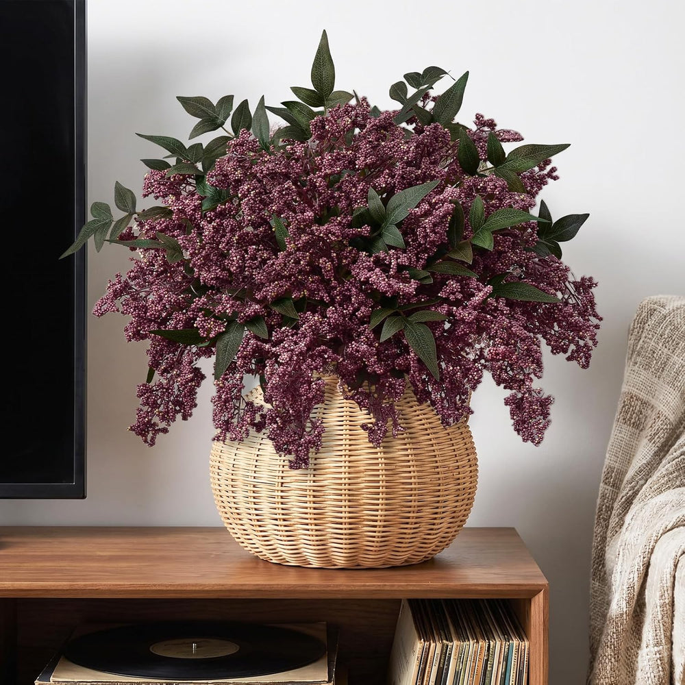 6Pcs 17In Faux Berry Stems, Artificial Nandina Branches Fall Decor