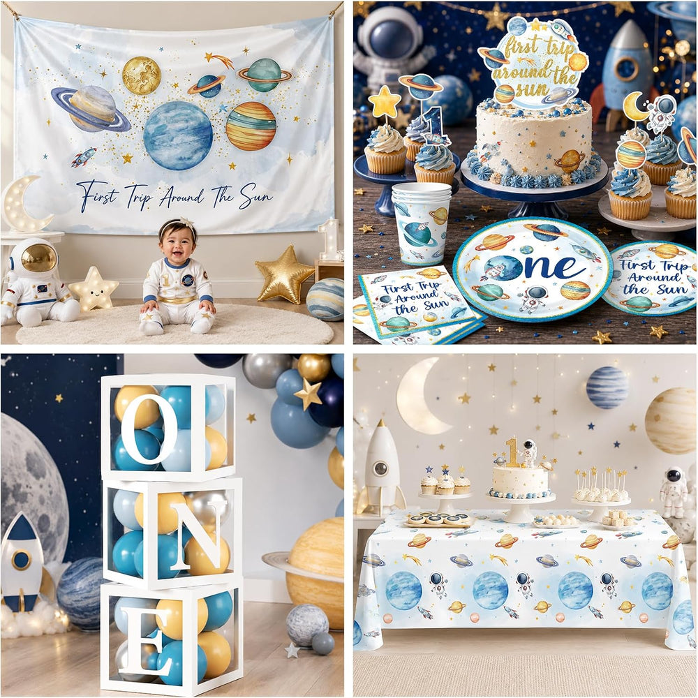 First Trip Around The Sun Decorations Boy, All-in-1 Space Themed 1st Birthday...
