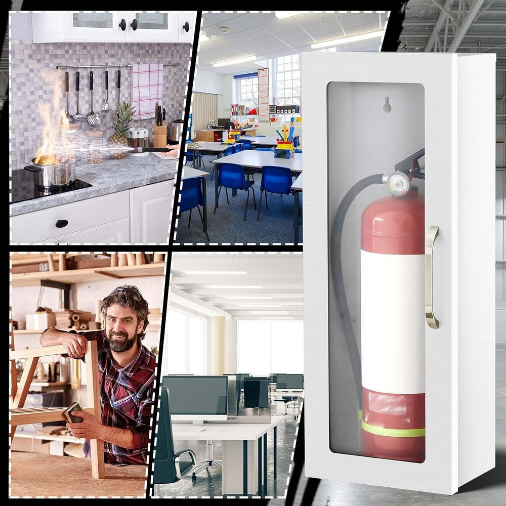Zonon 1 Pcs 10lb Fire Extinguisher Cabinet Wall & Surface Mount, White