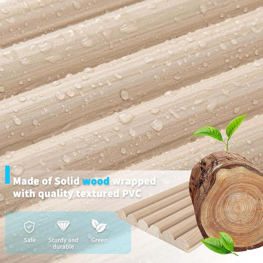 Art3d 108 x 5.7 in Fluted Wood Wall Paneling for Home Decor, Beaded Ashtree