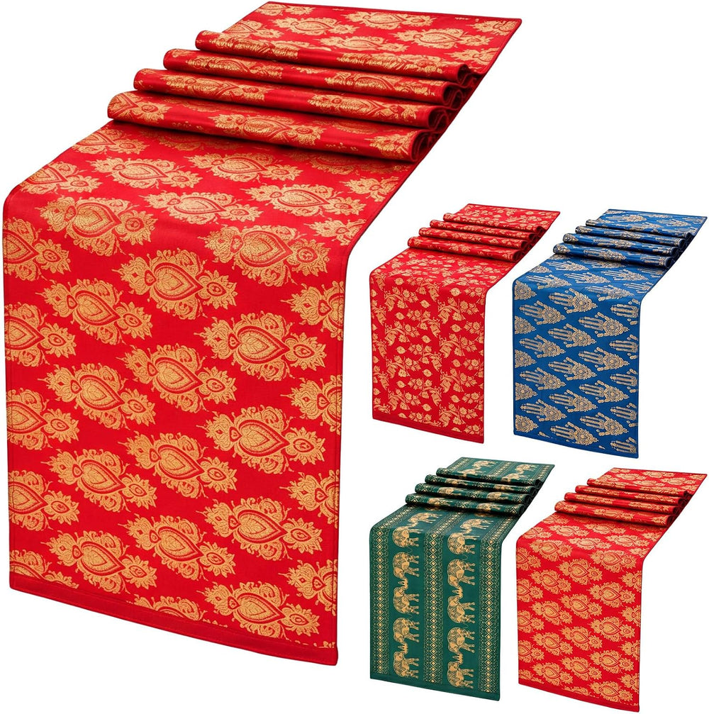 Gilprop 4 Pcs Diwali Table Runner 13x72 Inch Indian Table Cloth Decoration