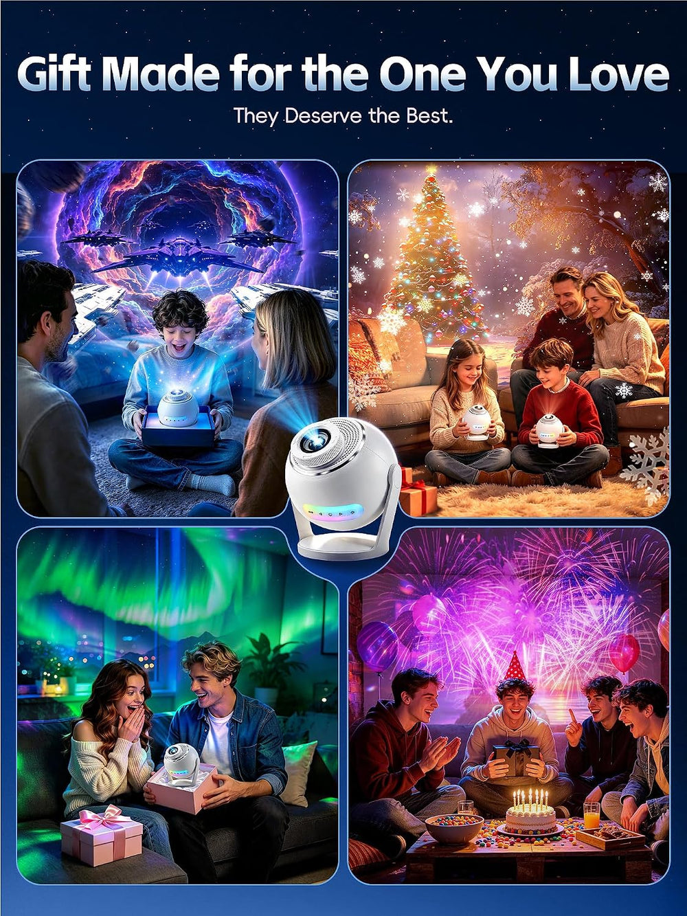 3D Galaxy Projector,Smart APP 60 Scenes Star Projector Bluetooth Speaker