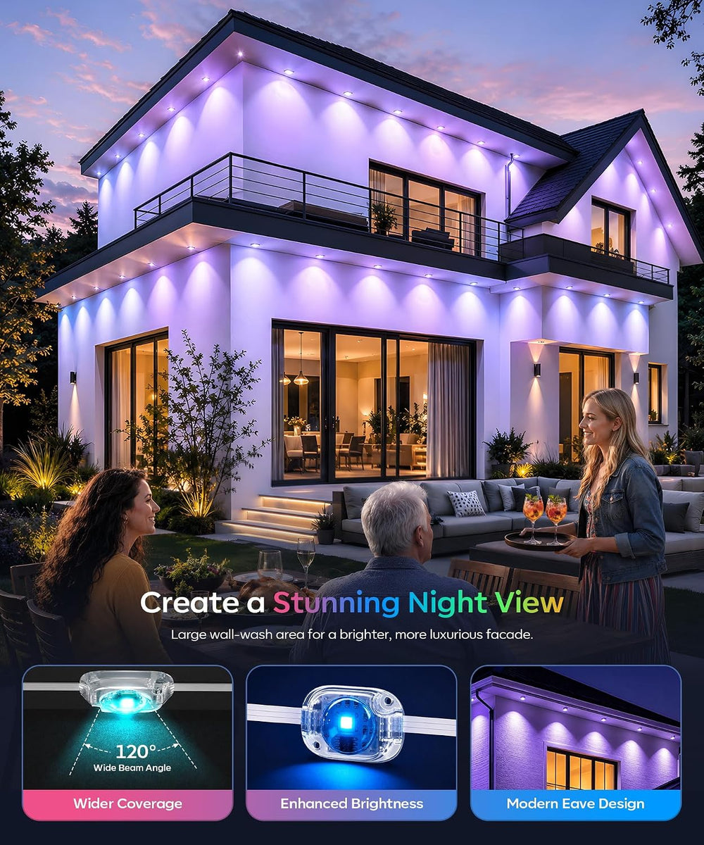 Permanent Outdoor Lights for House, 200ft RGB+IC Christmas LED Light