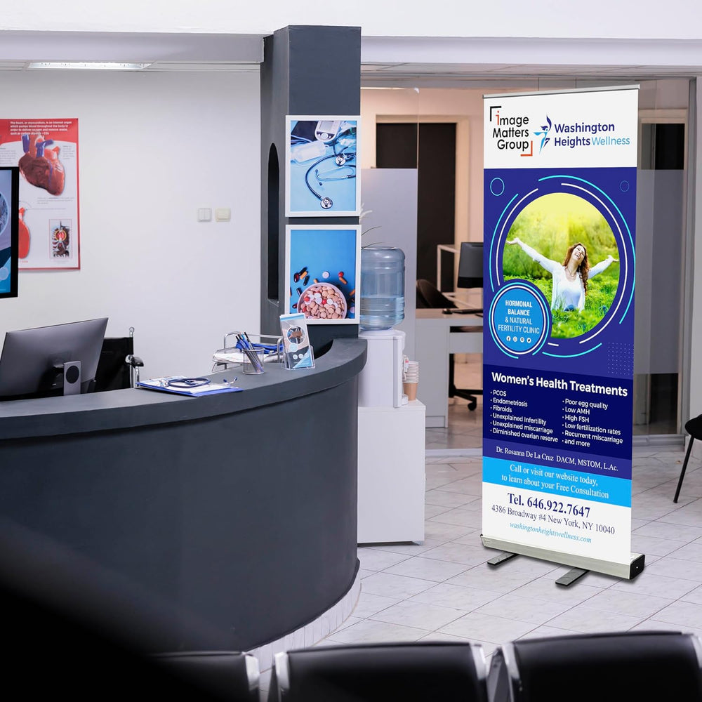 33x81 Custom Retractable Banner Stand Signs READY IN 1 DAY Pull up Roll up Po...