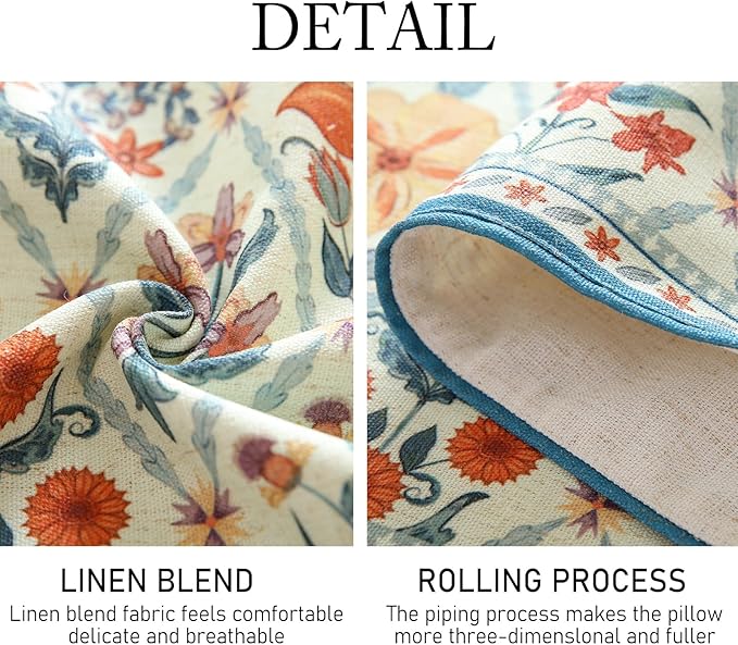 ISAENNE Designer Bohemian Elegant Linen Table Runner 71 Inches Long,Colorful Flower Pattern Table Runners for Dining Tables,Thanksgiving,Kitchen Tables,Christmas,12"*71"-Floralsea A