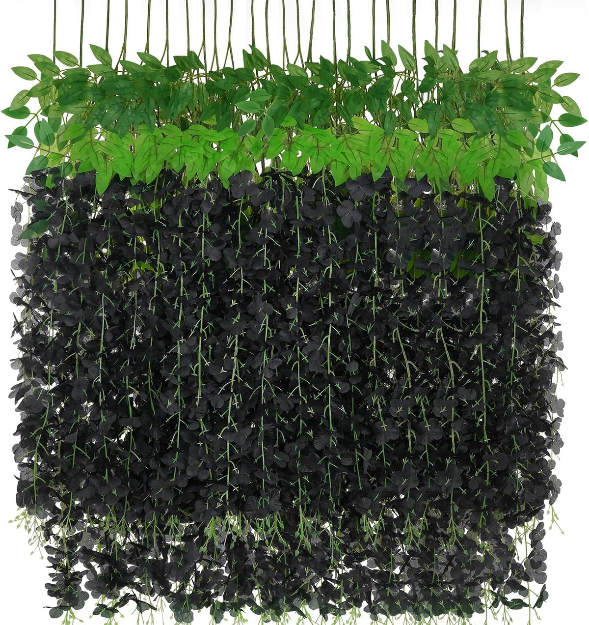 48Pcs Wisteria Hanging Flowers, Black Artificial Flowers