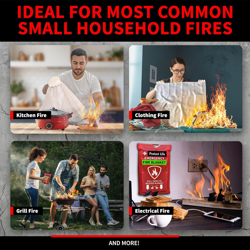 Protect Life Saving Emergency Fire Blankets 2 Pack - 40"x40", Fire ...