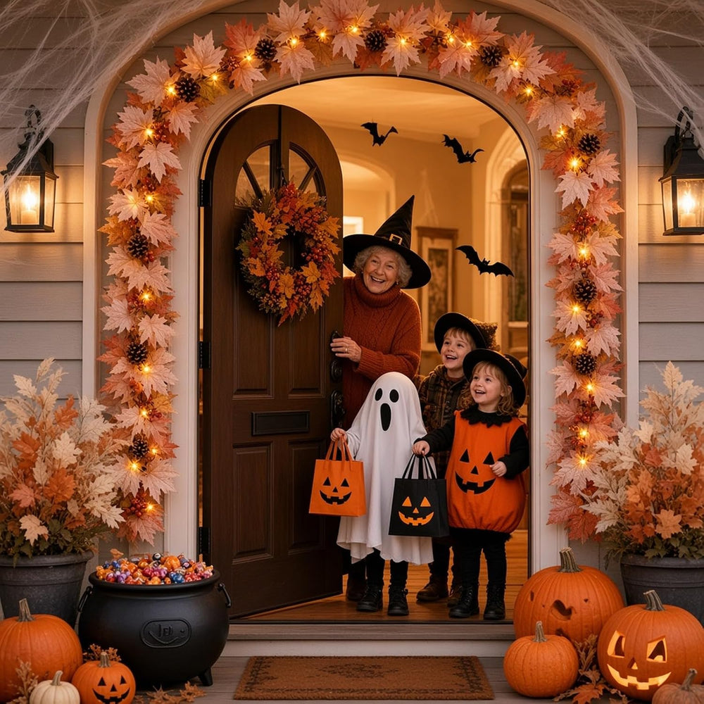 Fall Decorations for Home 9FT Fall Garlands with Lights Large Maple Leaves wi...
