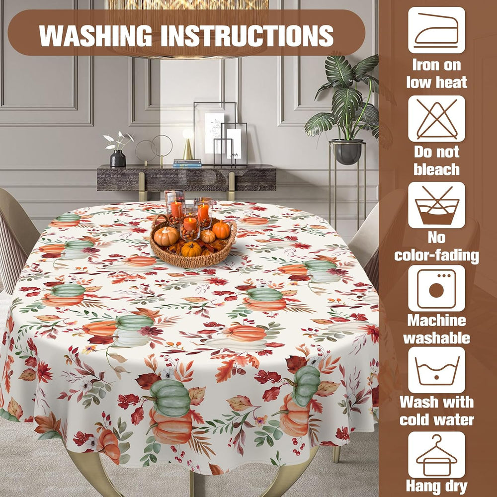 Fall Thanksgiving Tablecloth Waterproof Pumpkin Table Cloths for Autumn Harve...