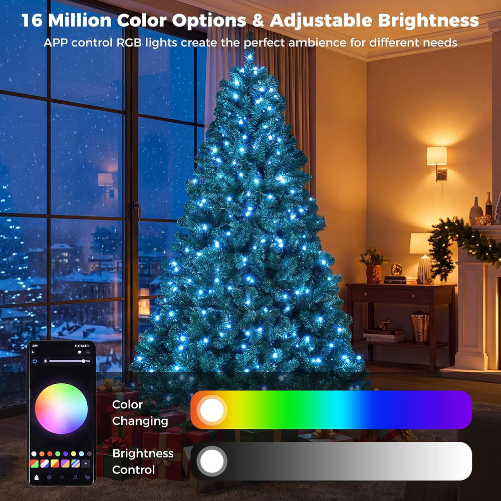 HAPPYGRILL 6 FT Prelit Artificial Christmas Tree with 300 Smart RGB Lights