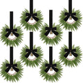8 Pcs 9.8" Mini Christmas Wreaths Cabinet, Velvet, Classic, Black