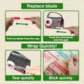 (2-Pack) Wrapping Paper Cutter & Tape Dispenser Dual Use with 4 Tapes，2 Replace Blades Kit for Christmas Gift Wrap Cutter Tool Paper Roll Holder Tube Sliding Slicing for Birthday Holiday.