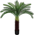 4Ft Artificial Sago Palm Tree with Lifelike Bark, Fake Cycad Tree Indoor