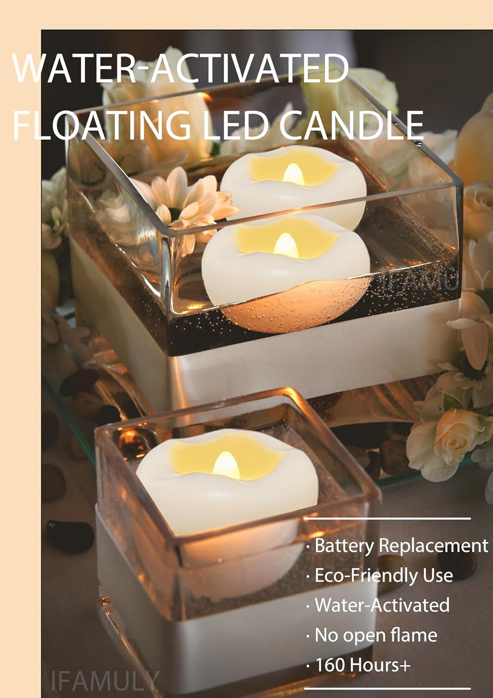 Floating Candles 36PCs 2.3in Flameless LED 200+ Hour for Centerpieces