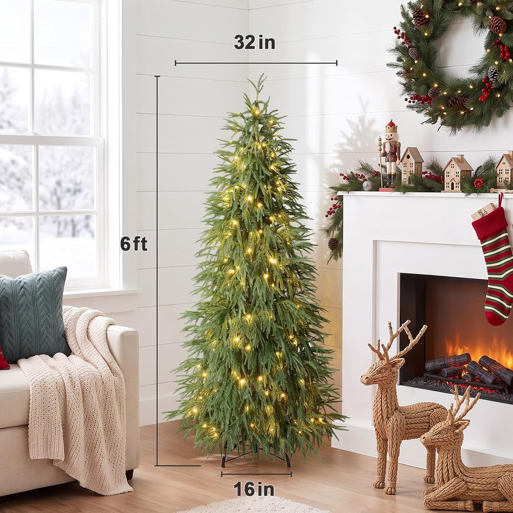 6FT Prelit Christmas Tree,Tall Xmas Tree with Lights