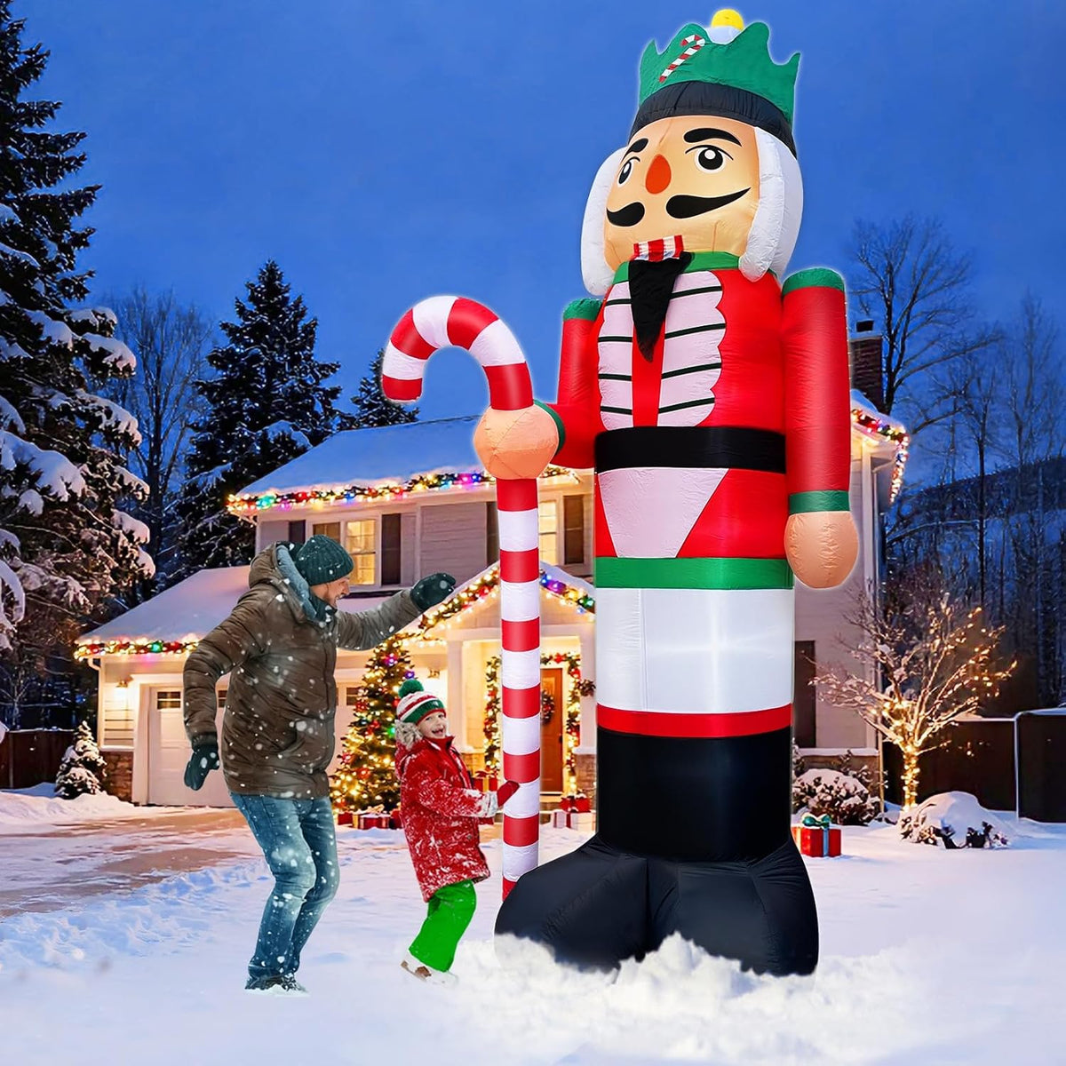 12 ft by 5.9 ft christmas inflatables nutcracker showing dimensions