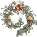 Ling's moment Fall 9FT Flower Garland for Backdrop Decorations - Wedding Arch Flowers, Eucalyptus & Rose, Artificial Floral Garland for Mantle - Sweetheart Table Decor for Ceremony, Terracotta