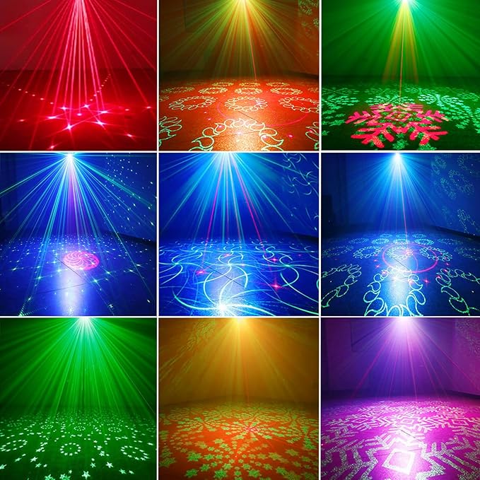 Party Lights,Disco DJ Strobe Light Rave Stage Projector Effect Dance Club Light Sound Activated with Remote Control for Parties Home Show KTV Pub Dance Christmas