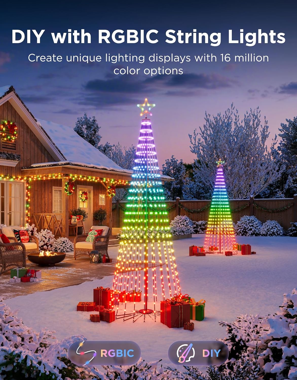 govee christmas cone tree lights, 9ft 610 leds, close-up detail