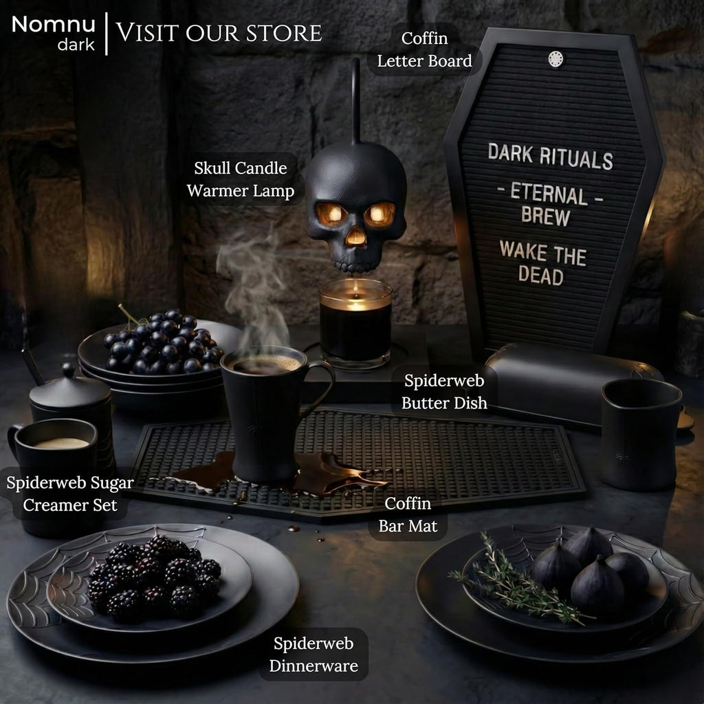 Nomnu Coffin Letter Board, Black Goth Decor with Bat Stickers Spooky Emojis