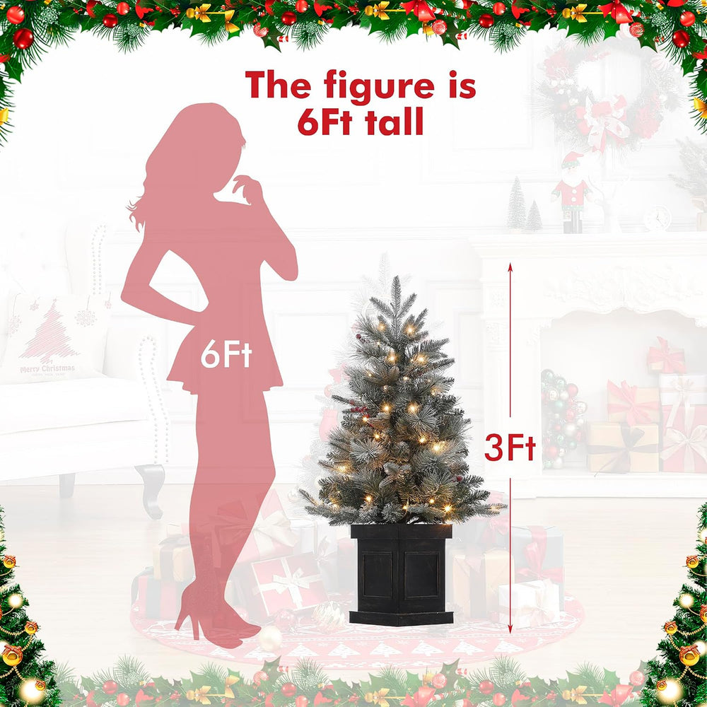 GAOMON 2Set 3FT Prelit Christmas Tree, Artificial Tree with Vintage Base