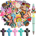 100PCS Jesus Focal Beads forPens, Bulk Silicone Focal Beads for DIY Beadable Pen Keychain Bracelet Lanyard Making