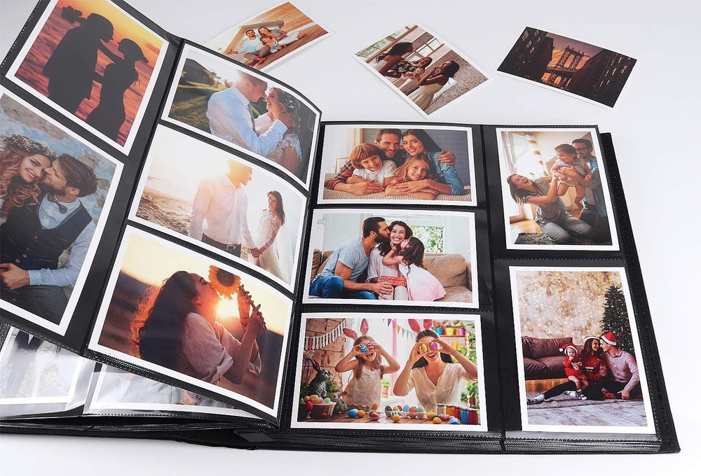 RECUTMS Photo Album 4x6 1000 Pockets Large Leather Family Photo Album Black