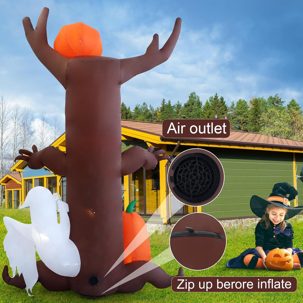 9ft pumpkin ghost tree halloween inflatable outdoor decoration on a desk or shelf