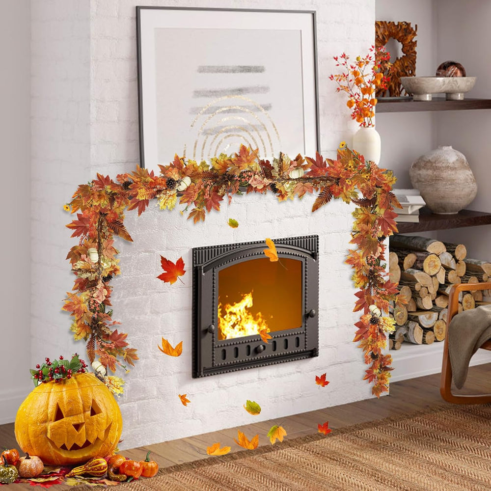 Fall Garland - 6 Ft Maple Leaf Pumpkin Berry Garland