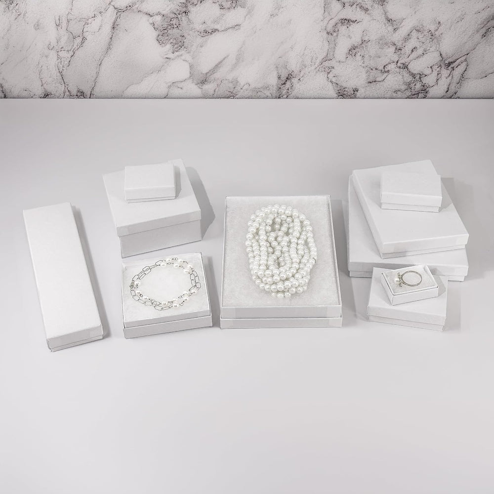 TheDisplayGuys 100 Cardboard Jewelry Gift Boxes with Inserts - Matte White