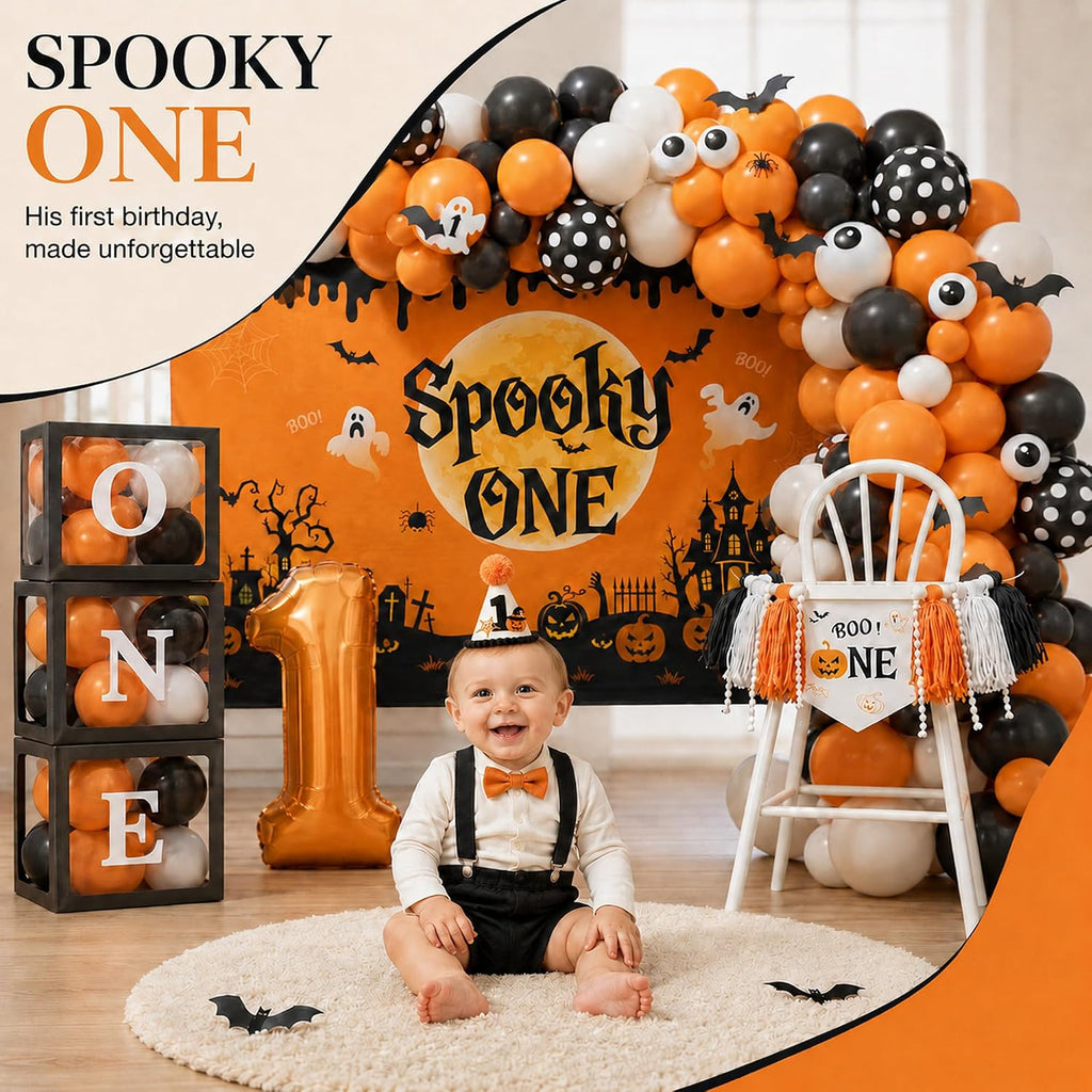 Halloween 1st Birthday Party Decorations,Spooky One Birthday Supplies Decor