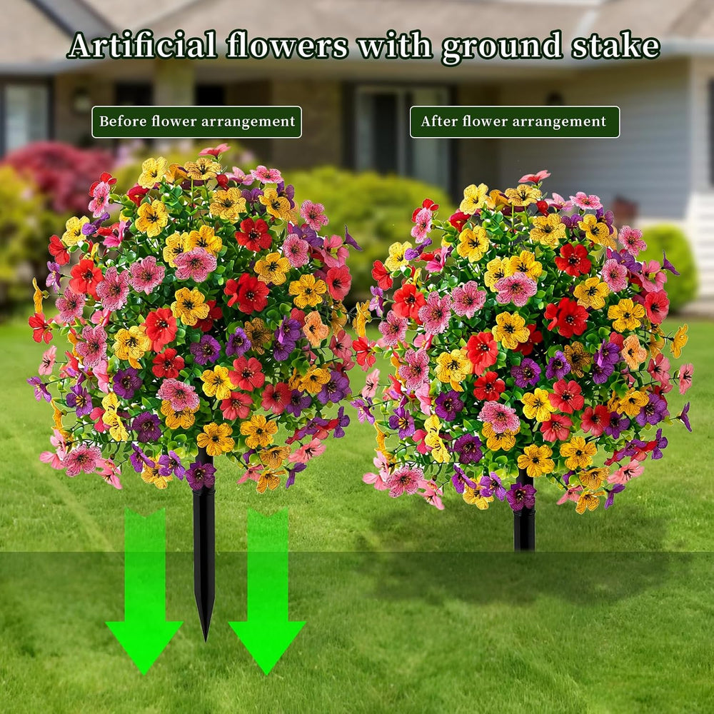 2-Pack 22in Petunias,Artificial Flowers with Ground Stakes