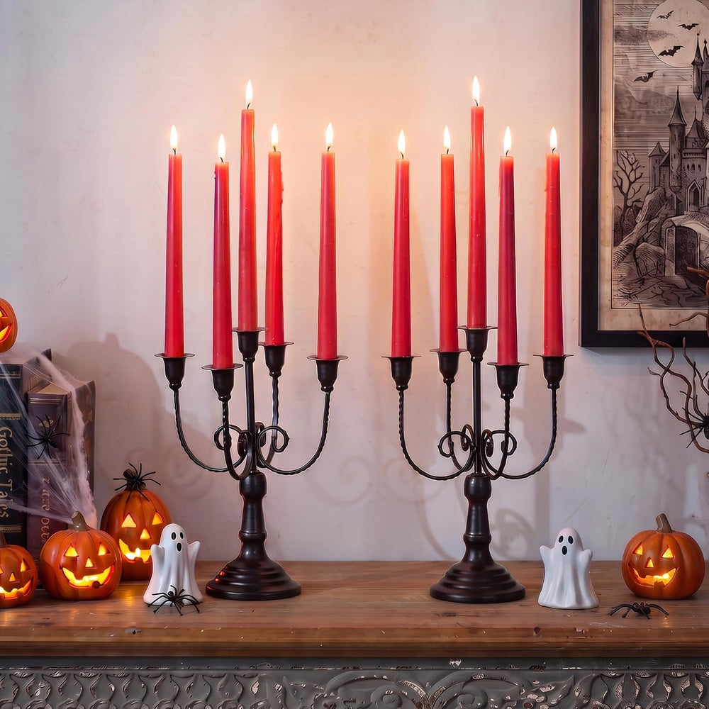 NUPTIO Taper Candle Holders Candelabra: Black Candlestick Holder Set of 2