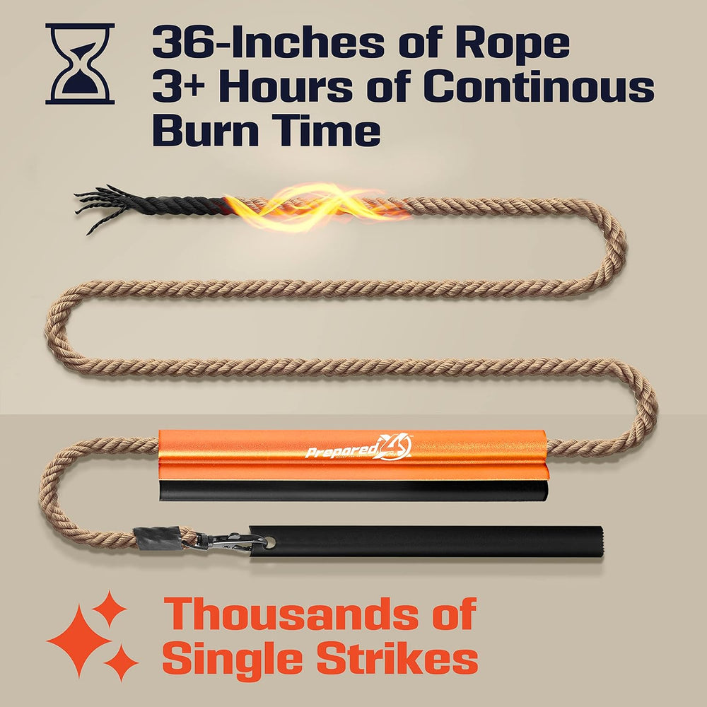 PREPARED4X Fire Starter Survival Tool, Ferro Rod Flint and Steel Kit